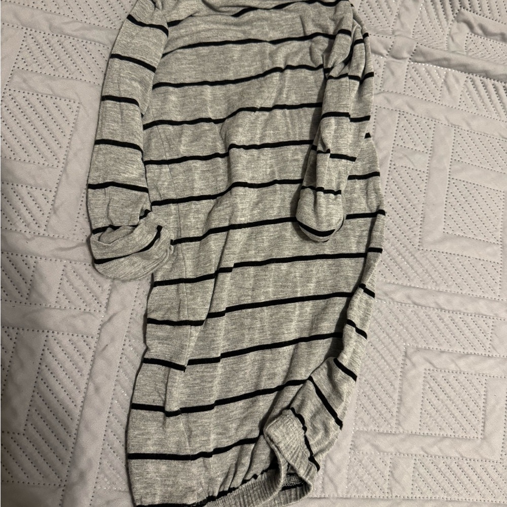 Kids Gray and Black Striped Nightgown - Soft Sleepwear